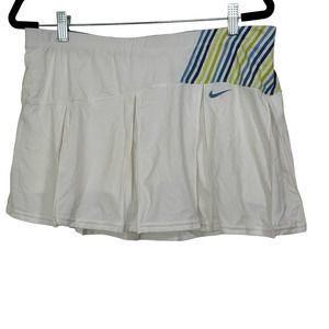 NWT Nike Dri Fit Tennis Pleated Skirt Skort Size Large 12 14 White Blue Yellow